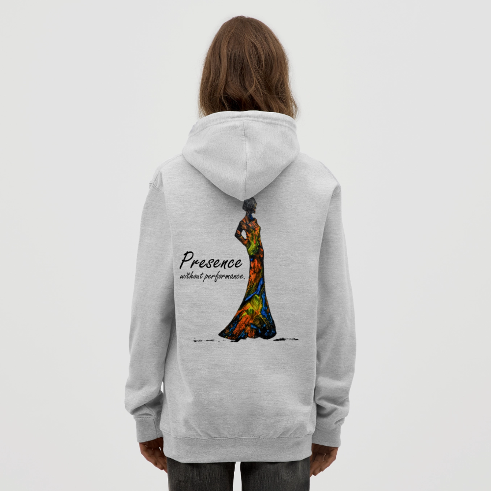 Unisex Hoodie Presence Backprint - Hellgrau meliert