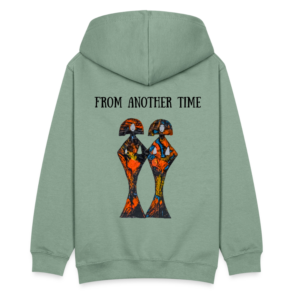 Teenager Hoodie Geishas Backprint - Graugrün