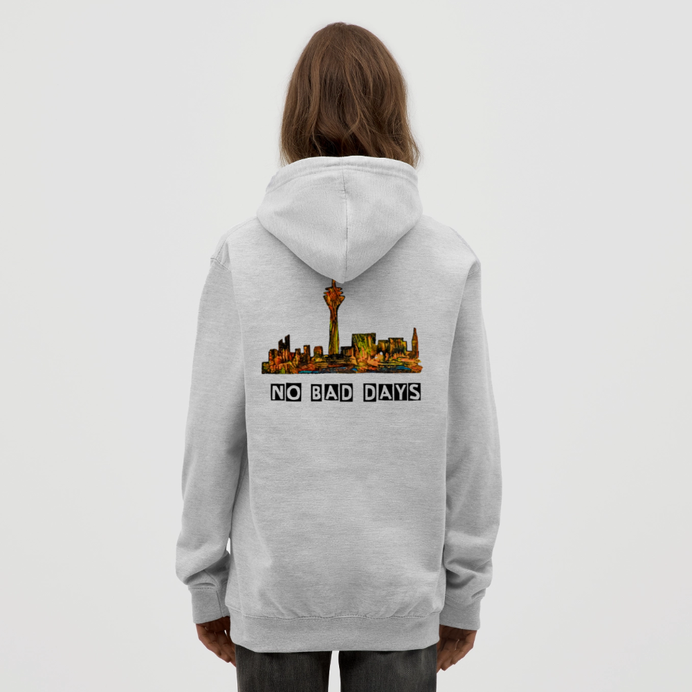 Unisex Hoodie Düsseldorfer Skyline Backprint - Hellgrau meliert