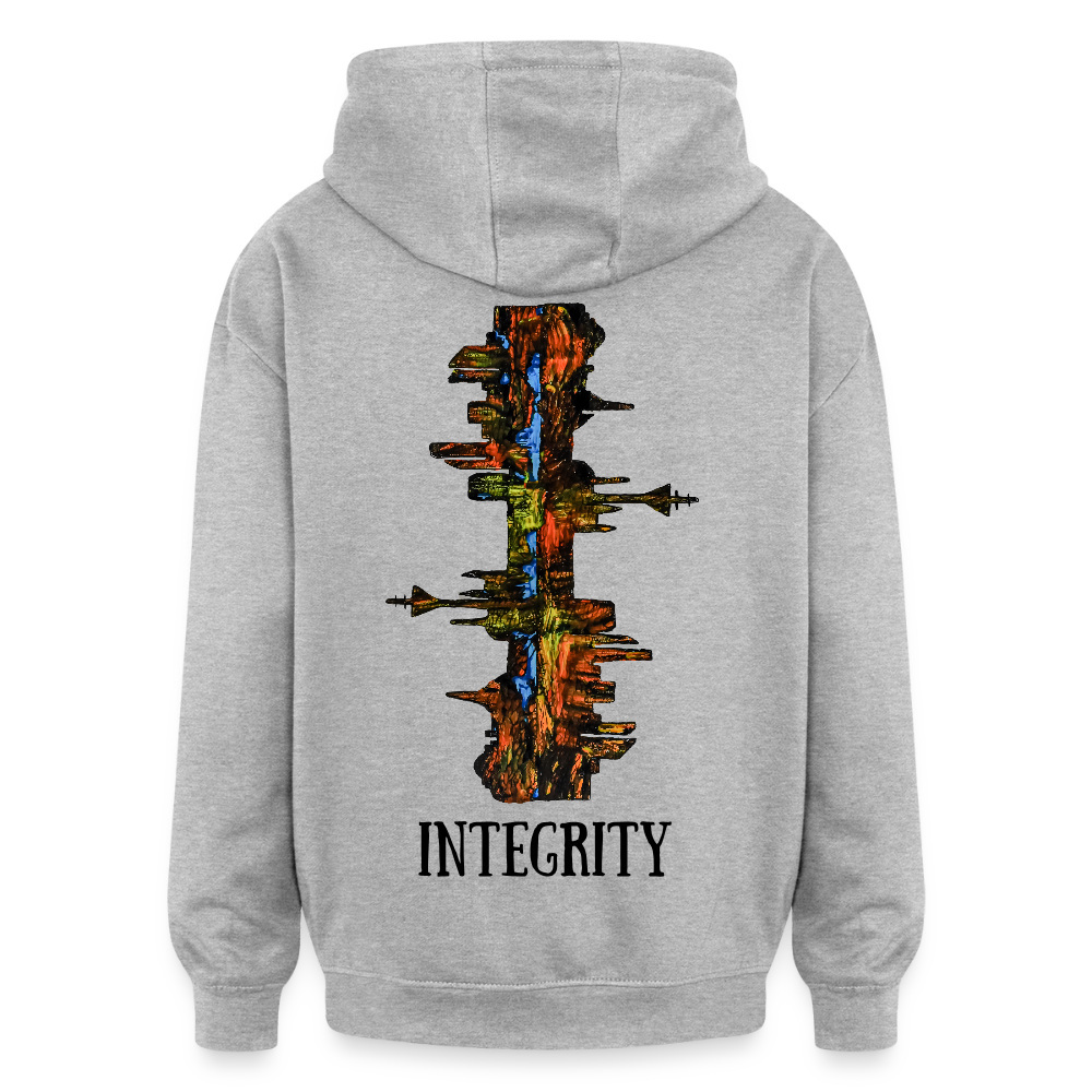 Oversized Unisex Hoodie Düsseldorfer Skyline Backprint - Grau meliert