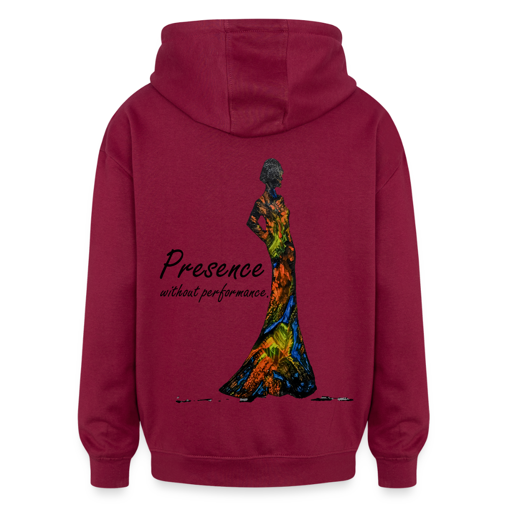 Oversized Unisex Hoodie Presence Backprint - Burgunderrot