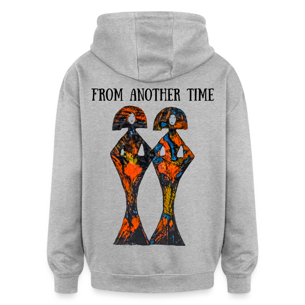 Oversized Unisex Hoodie Geishas Backprint - Grau meliert