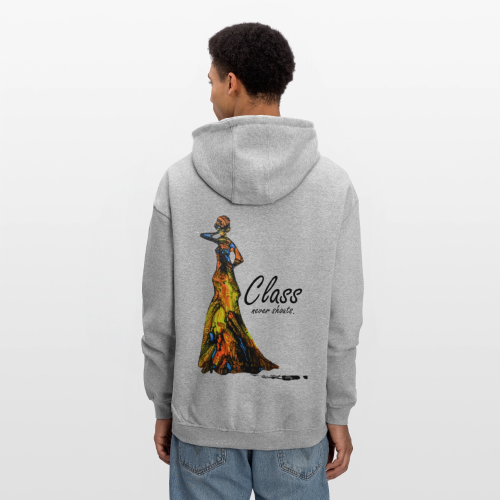 Oversized Unisex Hoodie Class Backprint - Grau meliert