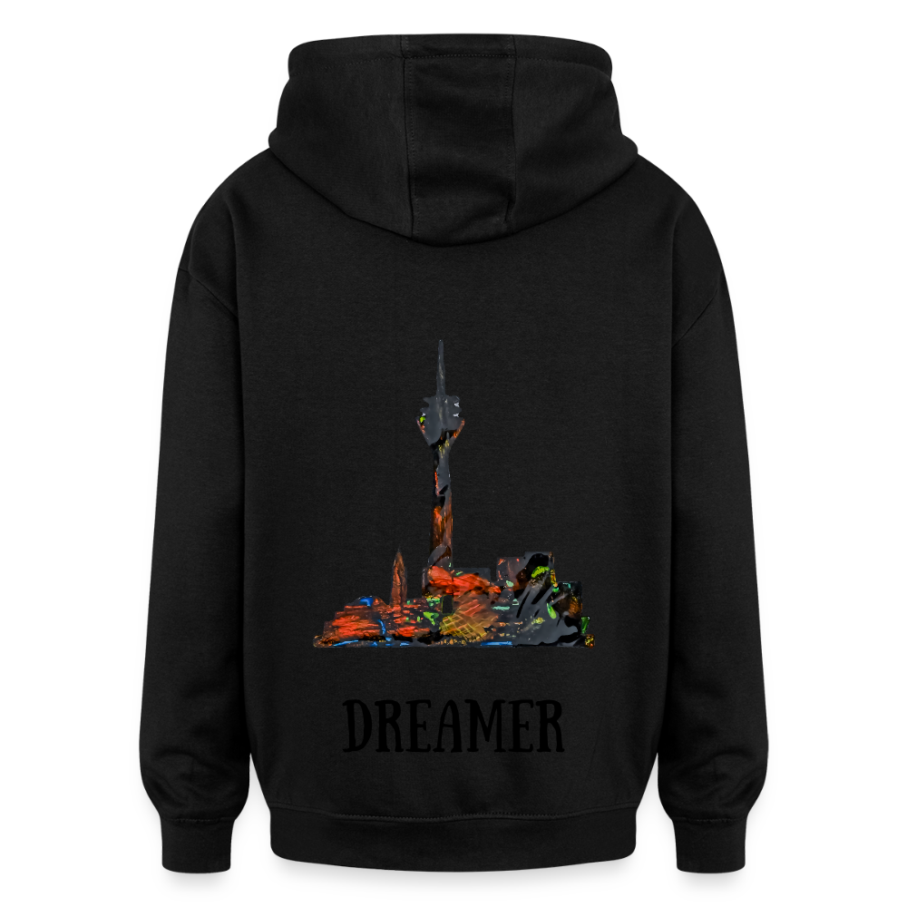 Oversized Unisex Hoodie Düsseldorferskyline Backprint - Schwarz