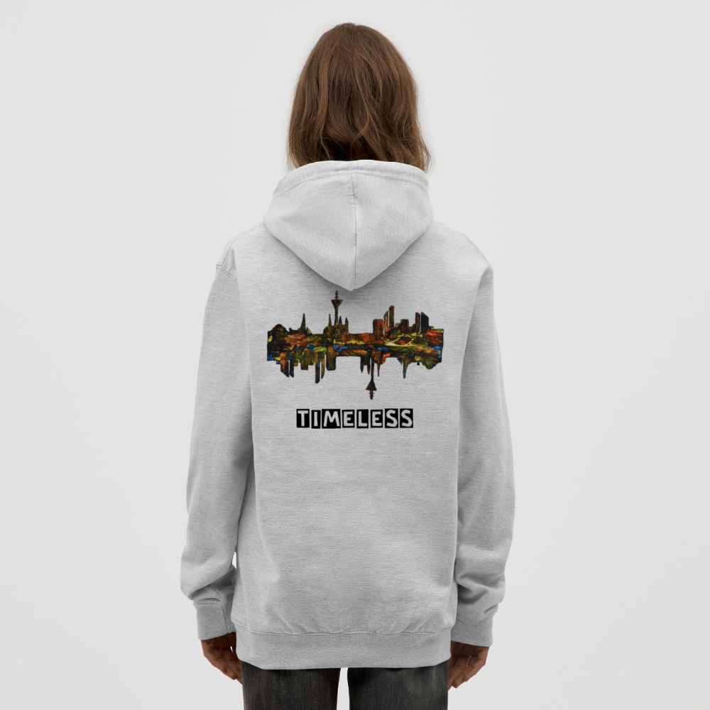 Unisex Hoodie Düsseldorfer Skyline Backprint - Hellgrau meliert