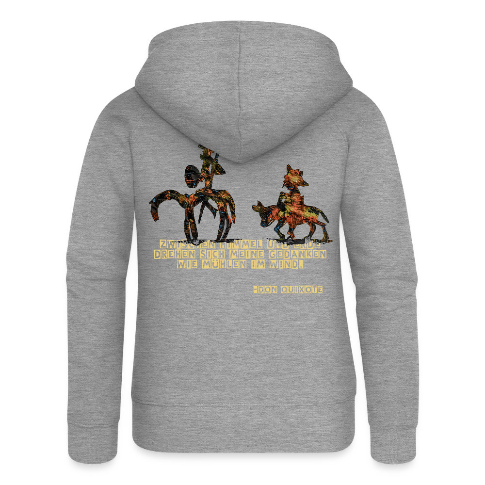 Frauen Kapuzenjacke Don Quixote Backprint - Grau meliert