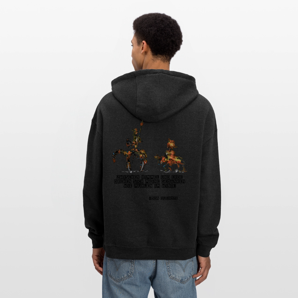 Oversized Unisex Hoodie Don Quixote Backprint - Anthrazit