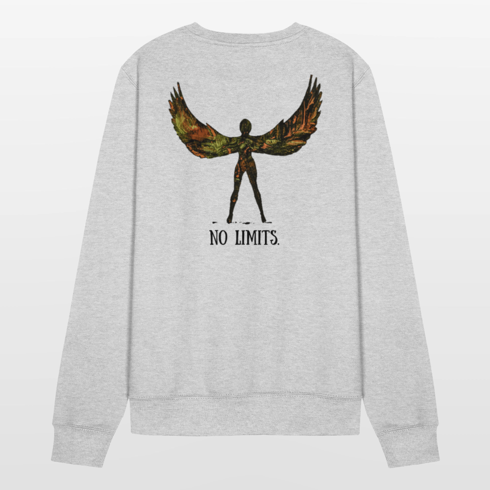 Unisex Pulli Angel Backprint - Weißgrau meliert