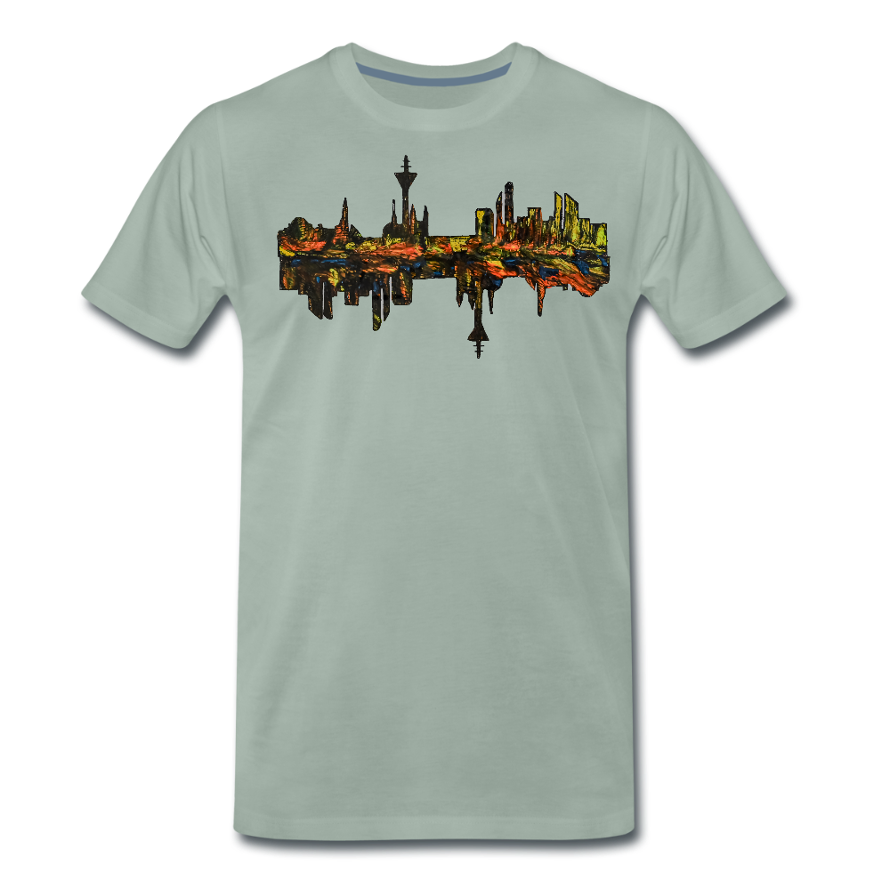 Männer Premium T-Shirt Düsseldorfer Skyline V.3 - Graugrün