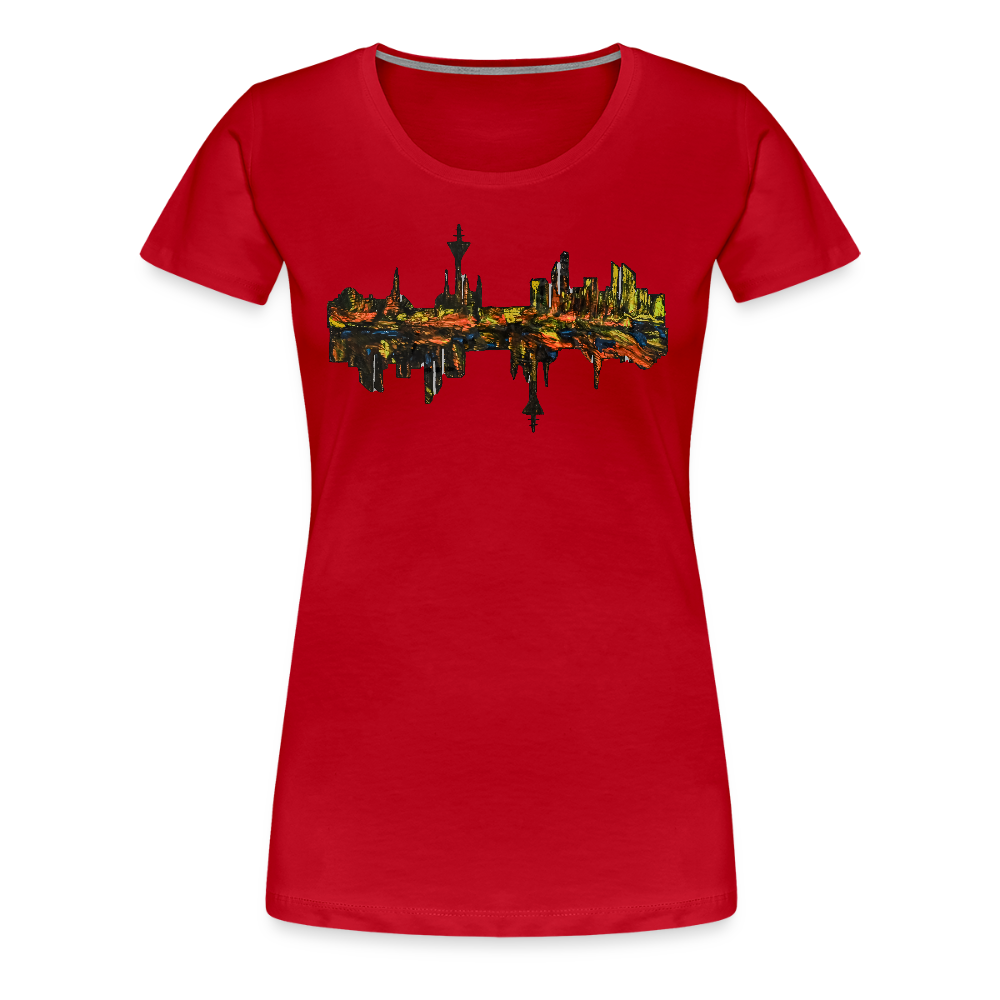 Frauen Premium T-Shirt Düsseldorfer Skyline V.3 - Rot