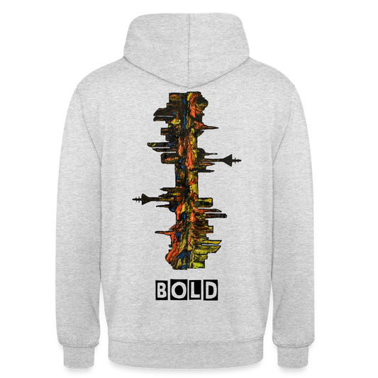 Unisex Hoodie Düsseldorfer Skyline Backprint - Hellgrau meliert