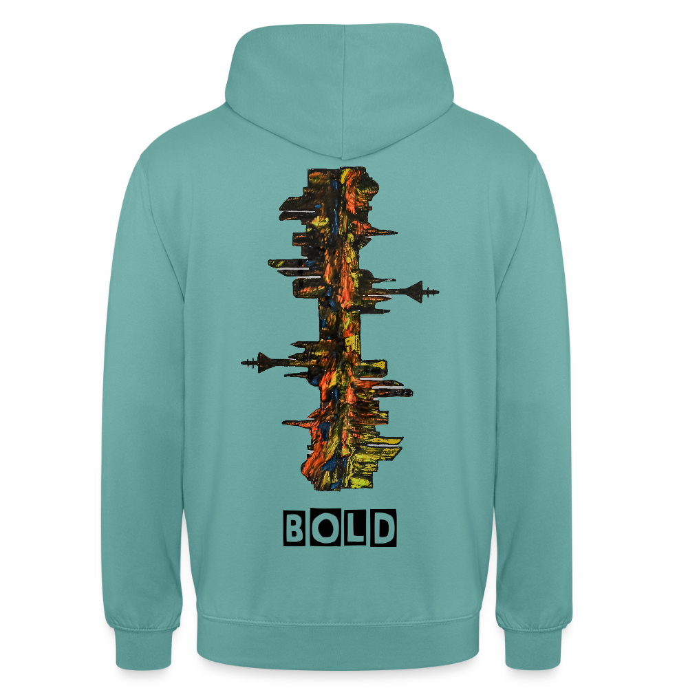 Unisex Hoodie Düsseldorfer Skyline Backprint - Pastelltürkis