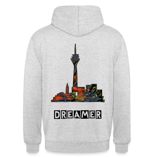 Unisex Hoodie Düsseldorferskyline Backprint - Hellgrau meliert