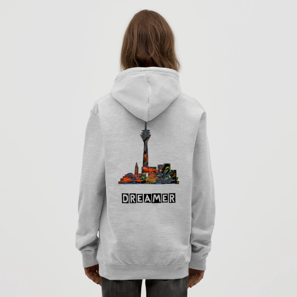 Unisex Hoodie Düsseldorferskyline Backprint - Hellgrau meliert