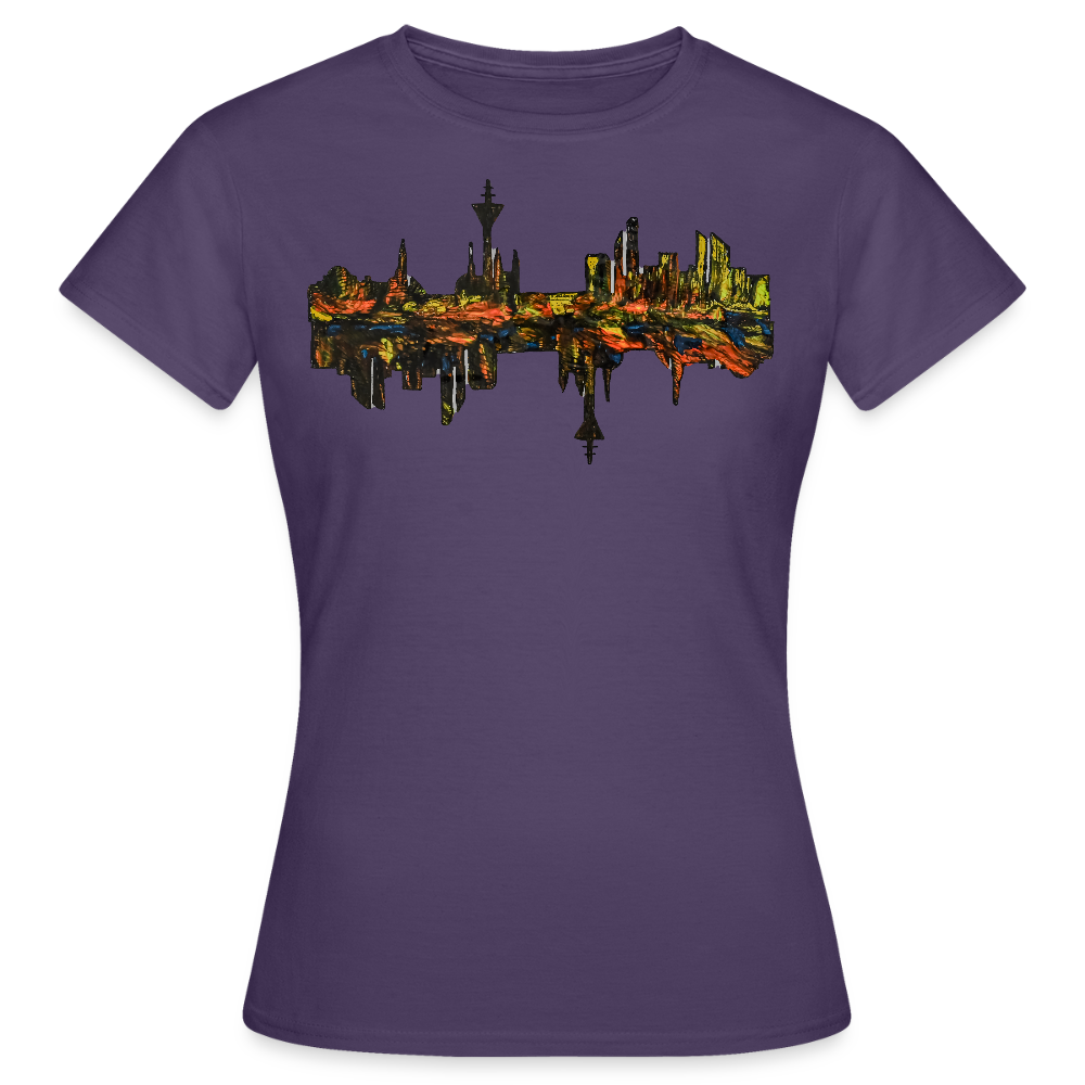 Frauen T-Shirt Düsseldorfer Skyline V.3 - Dunkellila