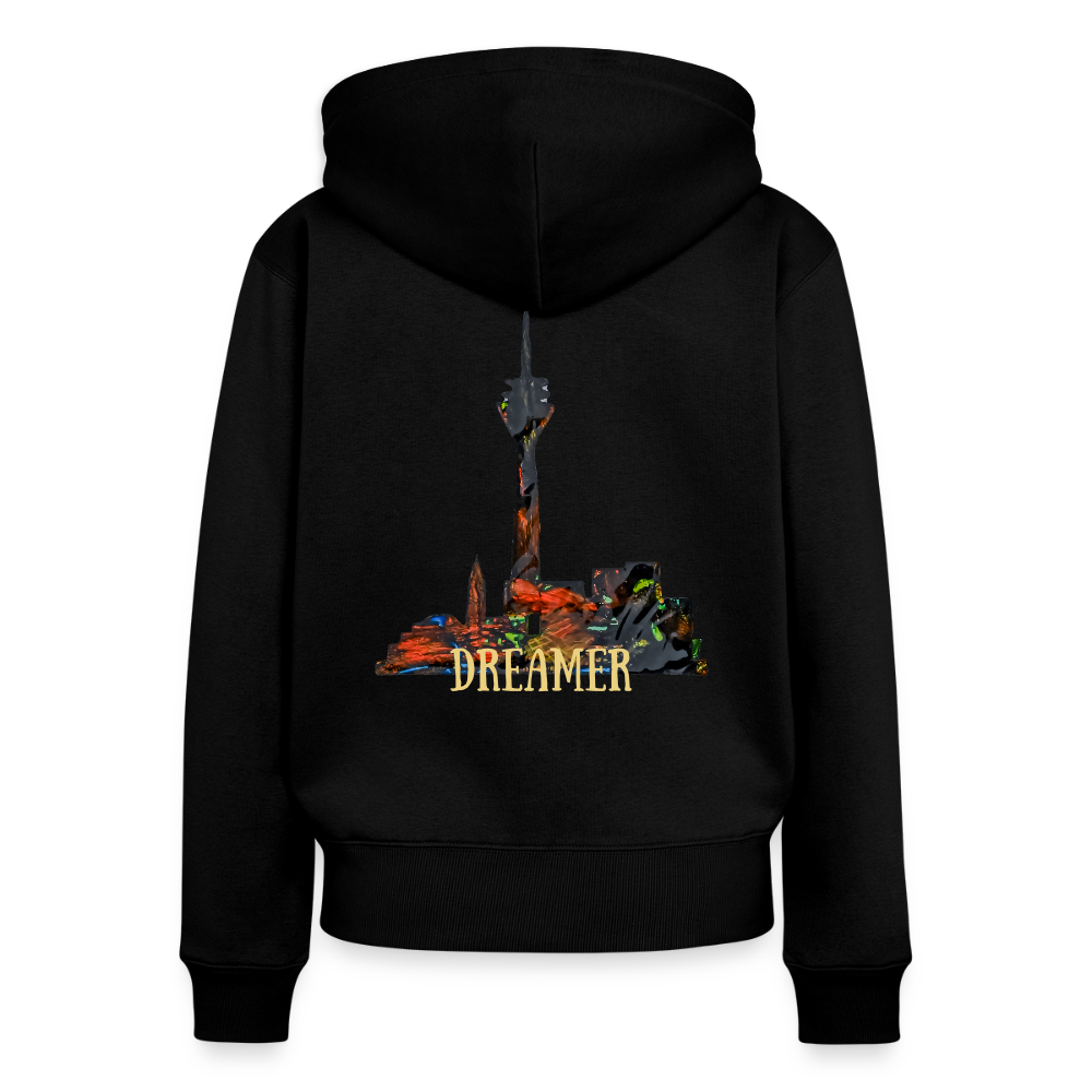 Frauen Kapuzenjacke Düsseldorferskyline Backprint - Schwarz