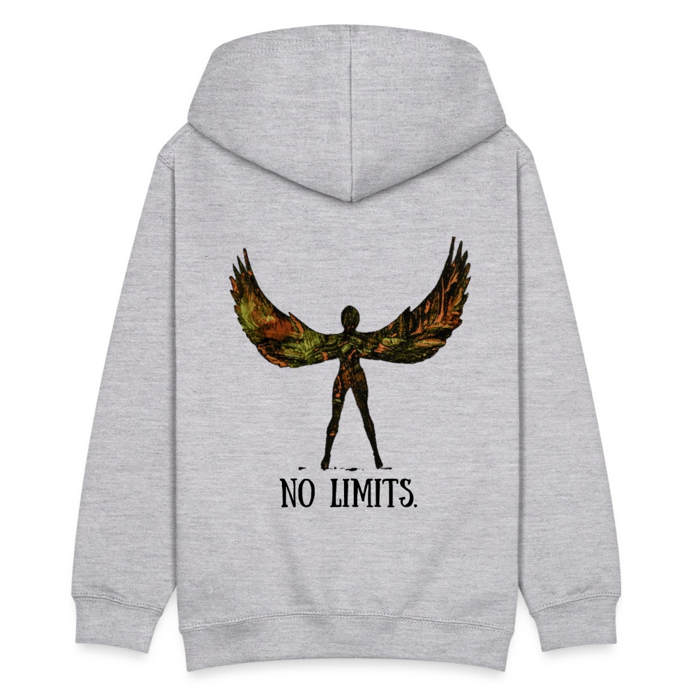 Teenager Hoodie Angel Backprint - Hellgrau meliert