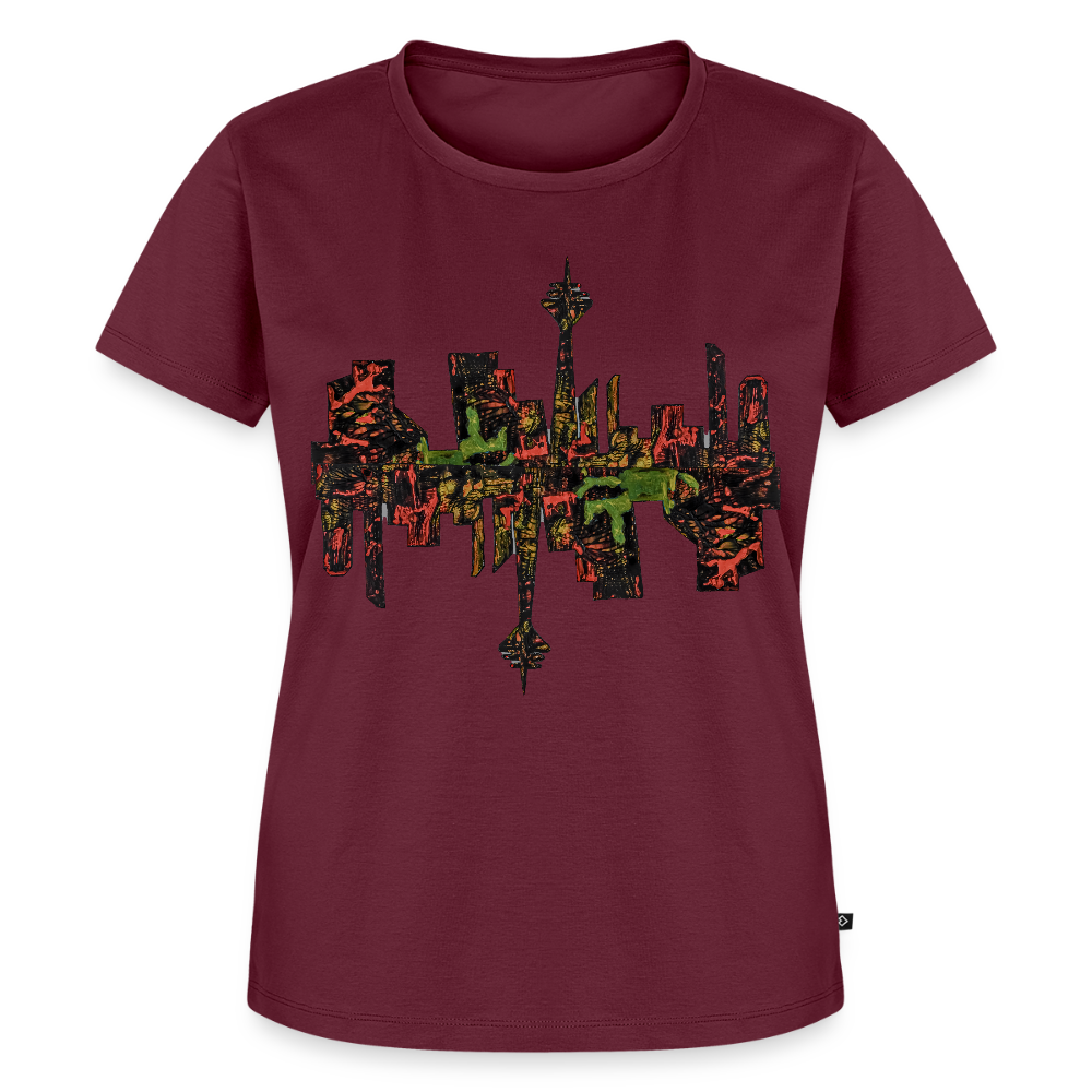 Frauen Premium T-Shirt Düsseldorfer Skyline V.9 - Burgunderrot