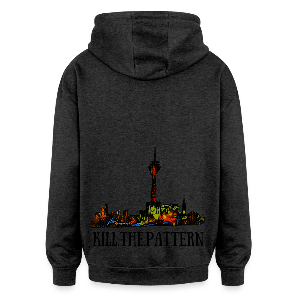 Oversized Unisex Hoodie Düsseldorfer Skyline Backprint - Anthrazit