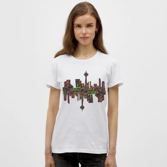 Frauen T-Shirt Düsseldorfer Skyline V.9 - Weiß