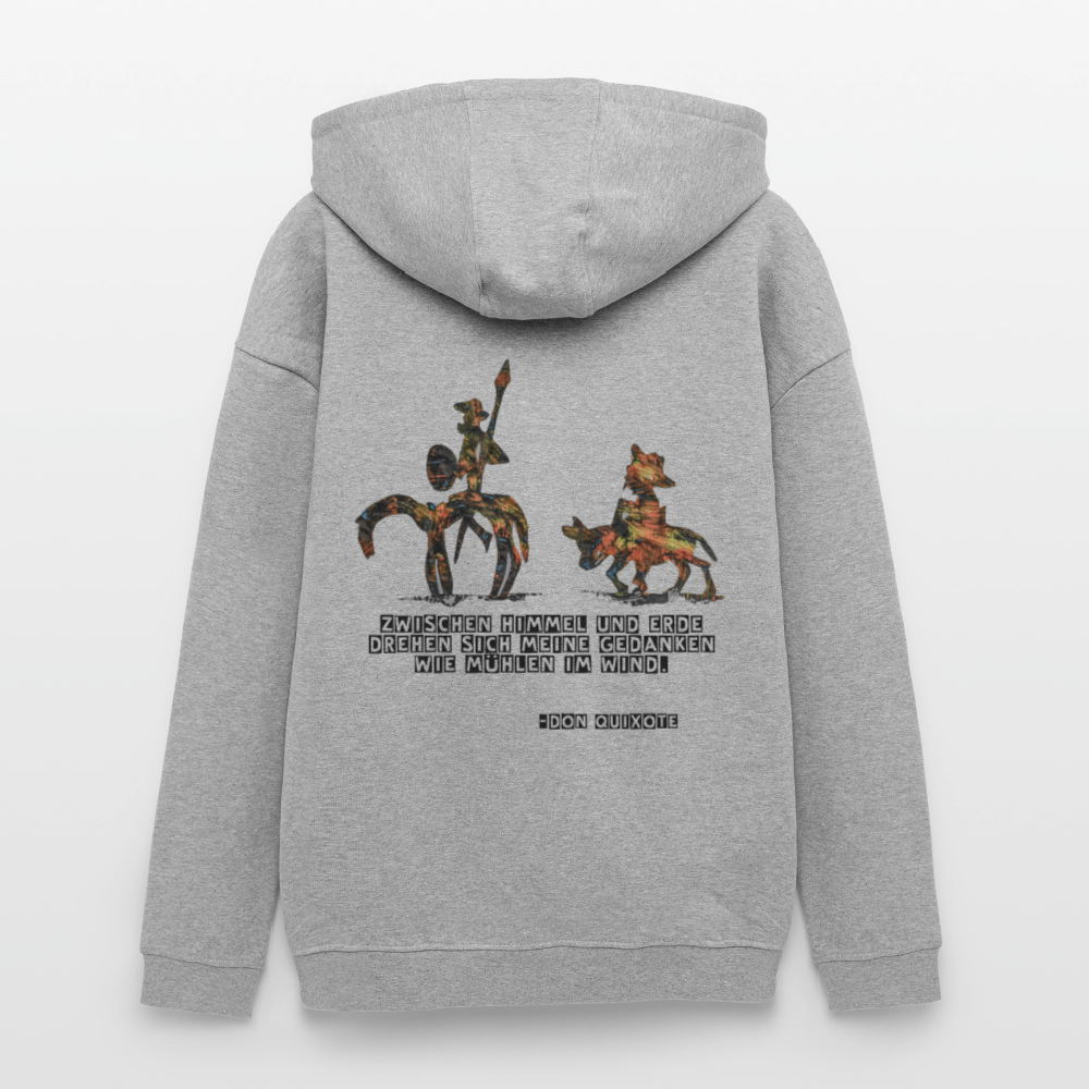 Oversized Unisex Hoodie Don Quixote Backprint - Grau meliert