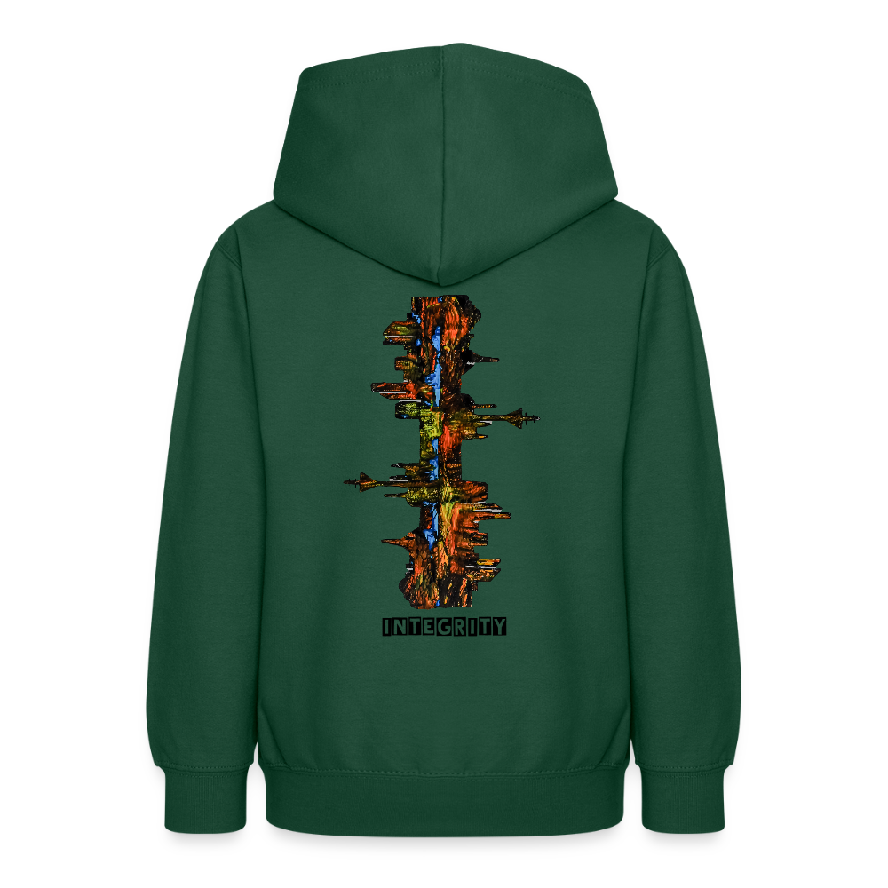 Teenager Hoodie Düsseldorfer Skyline Backprint - Flaschengrün