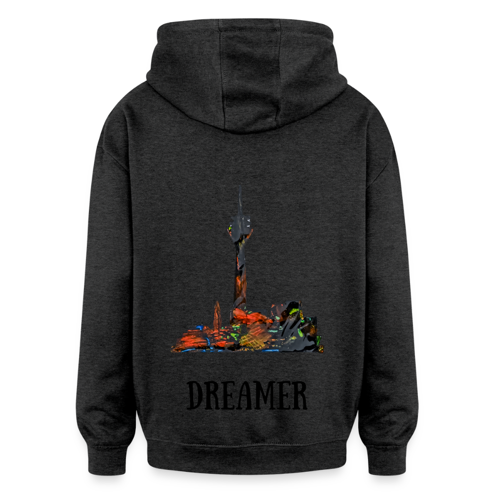 Oversized Unisex Hoodie Düsseldorferskyline Backprint - Anthrazit