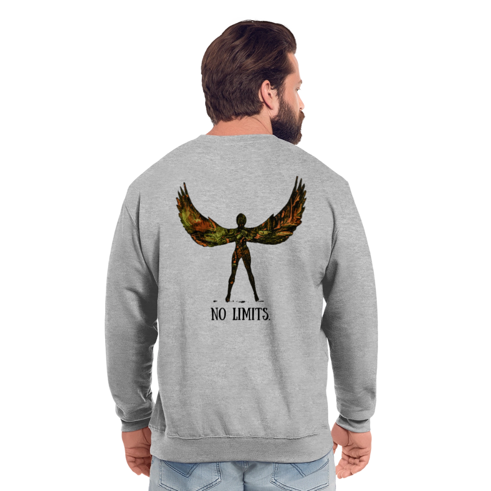 Unisex Pulli Angel Backprint - Weißgrau meliert