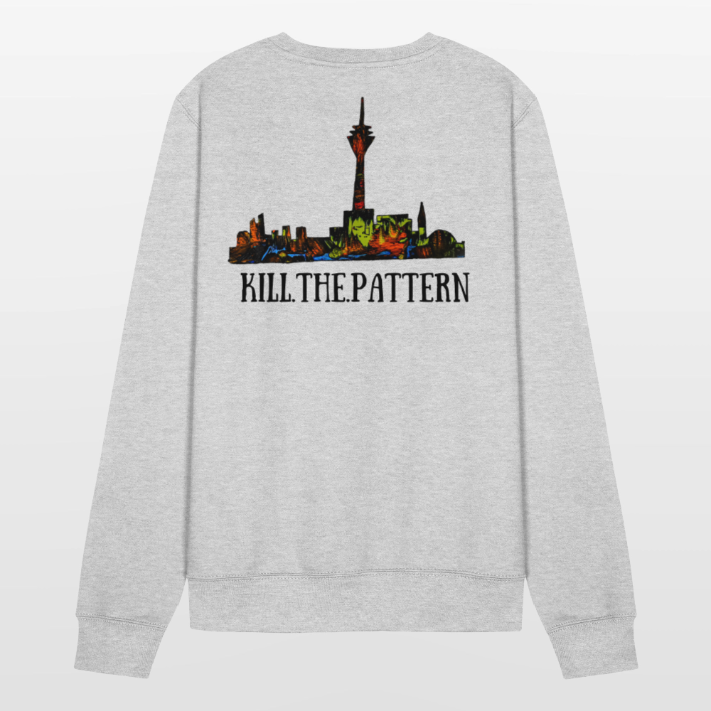 Unisex Pulli Düsseldorfer Skyline Backprint - Weißgrau meliert