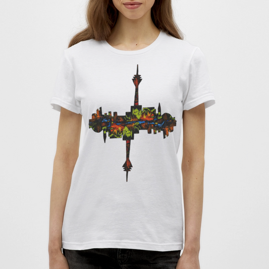 Frauen T-Shirt Düsseldorfer Skyline V.7 - Weiß