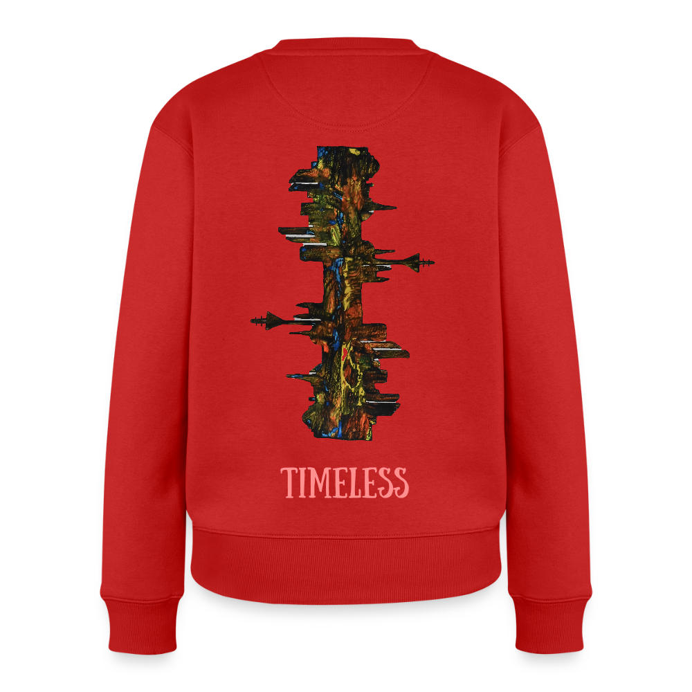 Frauen Pulli Düsseldorfer Skyline Backprint - Rot