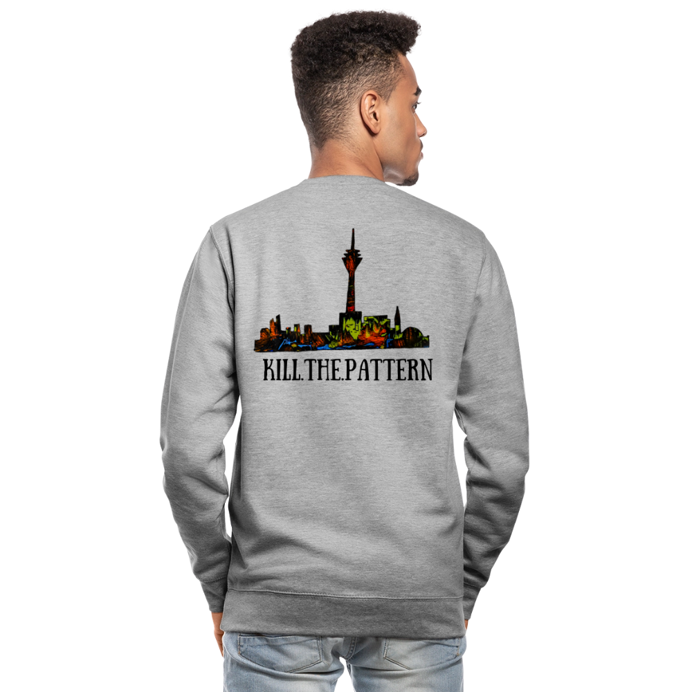 Unisex Pulli Düsseldorfer Skyline Backprint - Weißgrau meliert