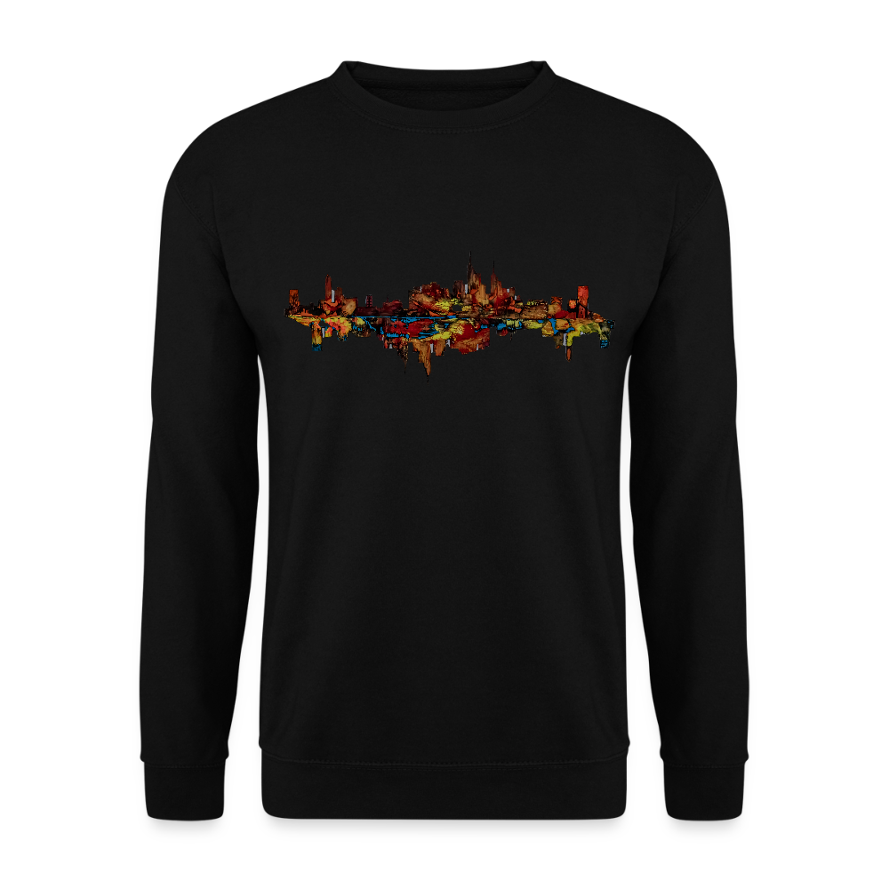 Unisex Pulli Frankfurter Skyline Backprint - Schwarz