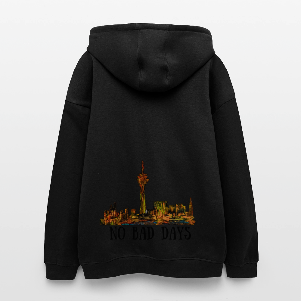 Oversized Unisex Hoodie Düsseldorfer Skyline Backprint - Schwarz