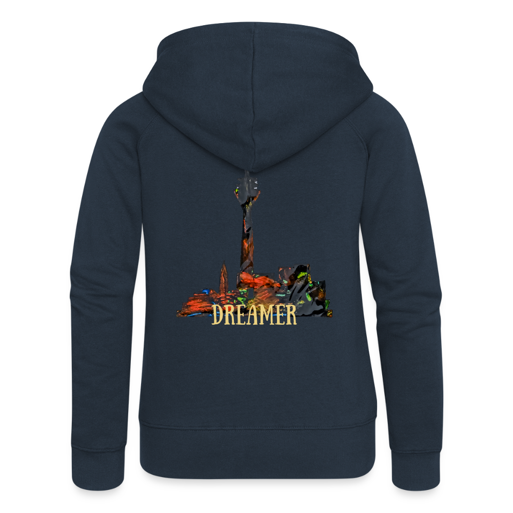 Frauen Kapuzenjacke Düsseldorferskyline Backprint - Navy