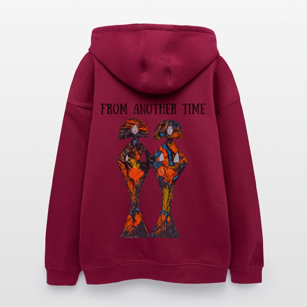 Oversized Unisex Hoodie Geishas Backprint - Burgunderrot