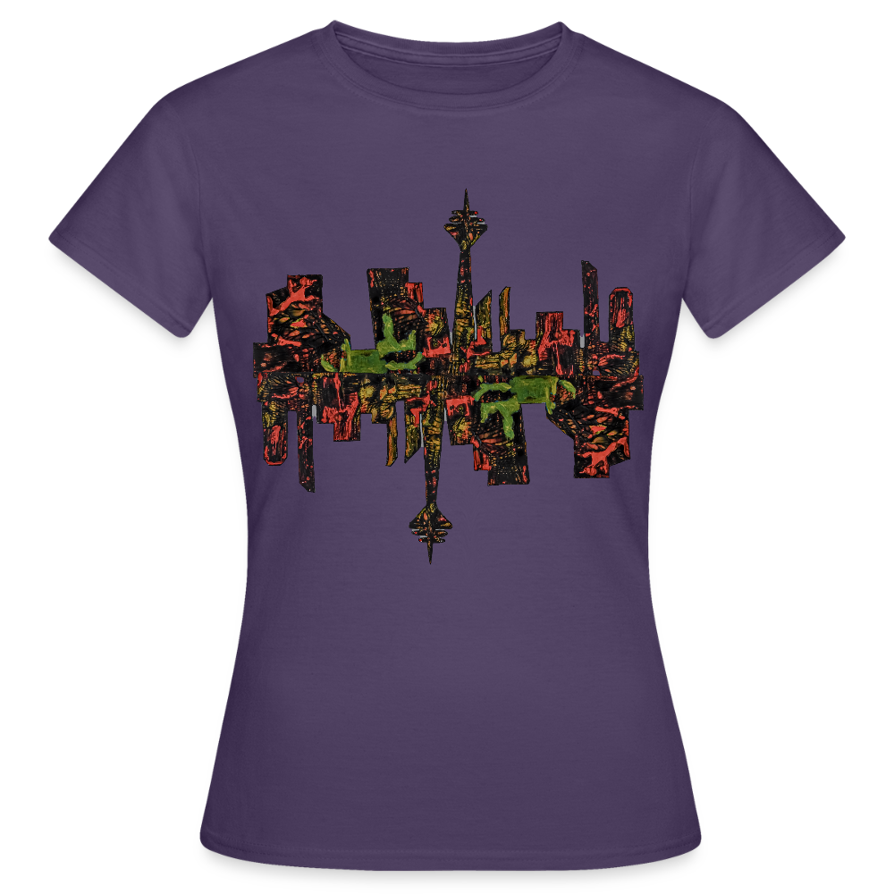 Frauen T-Shirt Düsseldorfer Skyline V.9 - Dunkellila