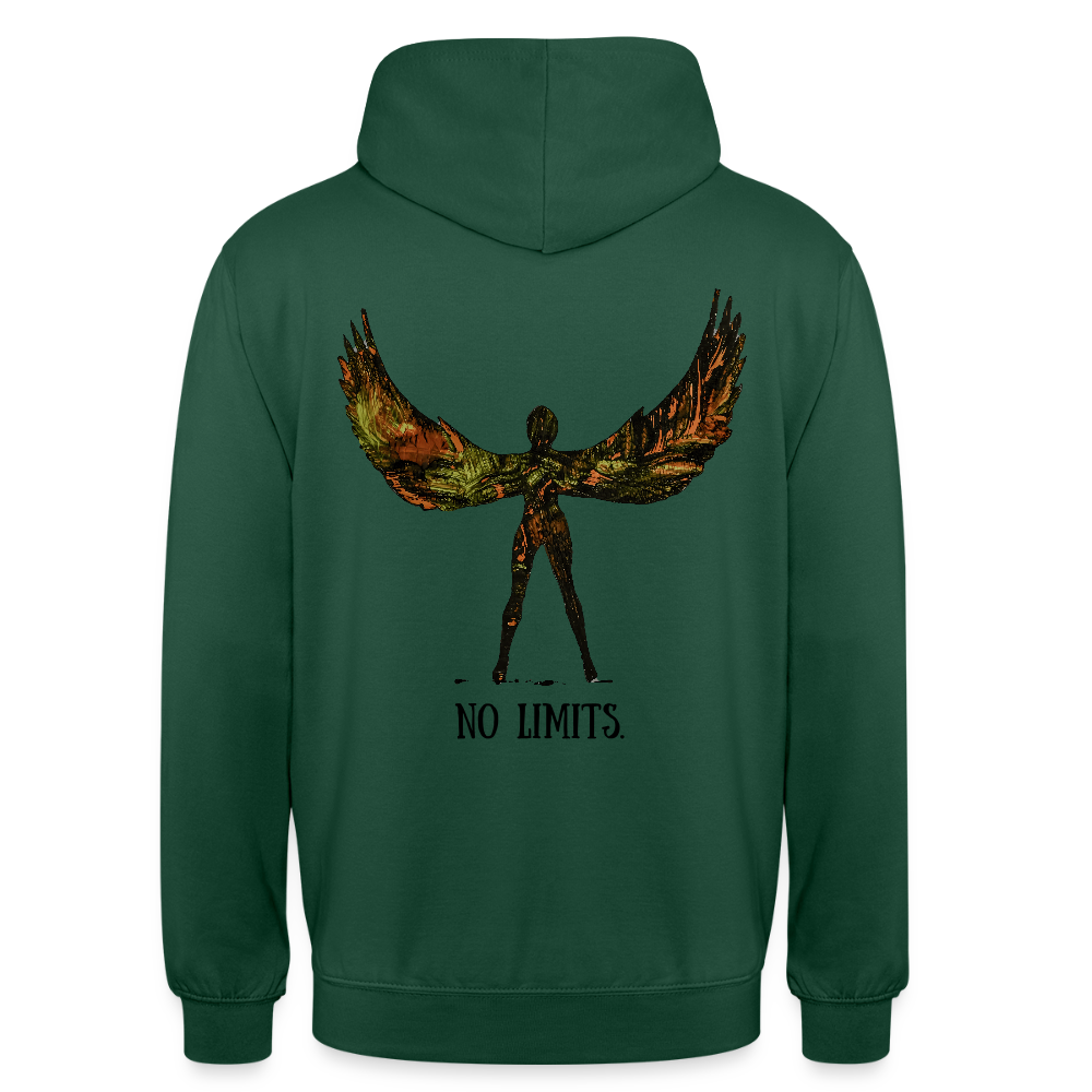 Unisex Hoodie Angel Backprint - Flaschengrün