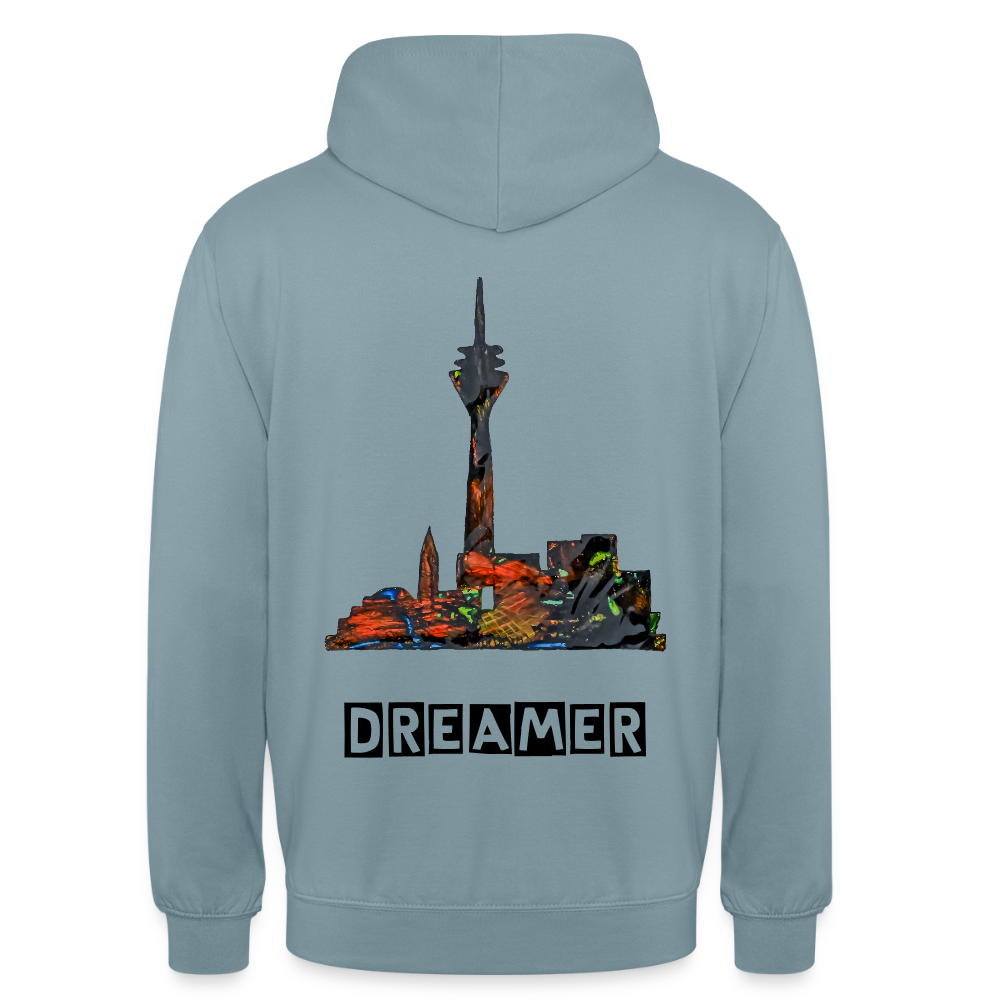 Unisex Hoodie Düsseldorferskyline Backprint - Nebelblau