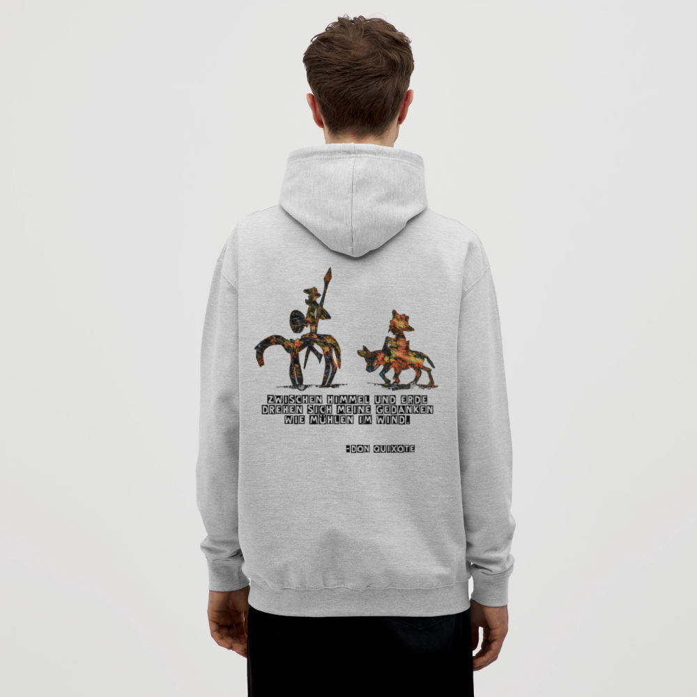 Unisex Hoodie Don Quixote Backprint - Hellgrau meliert