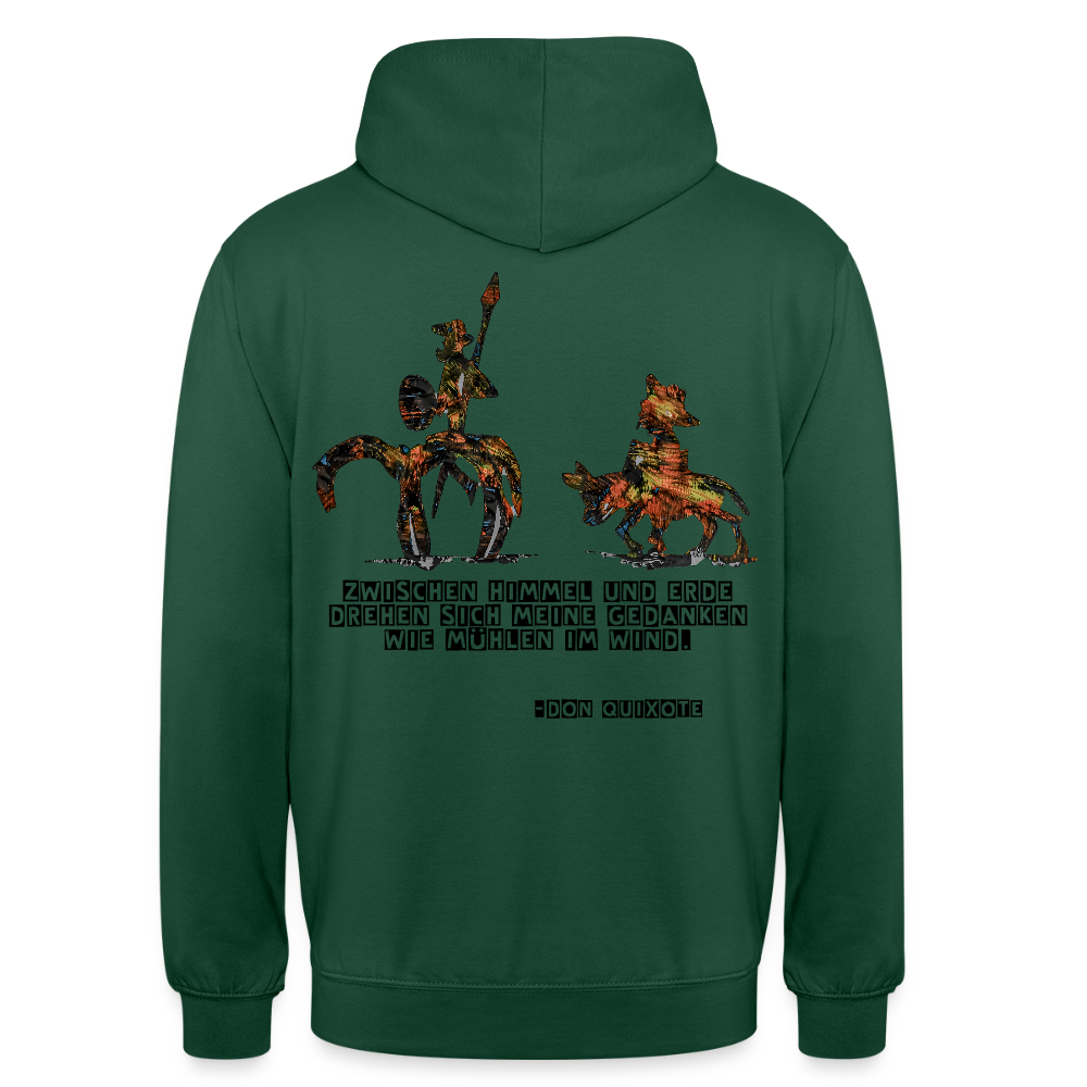 Unisex Hoodie Don Quixote Backprint - Flaschengrün