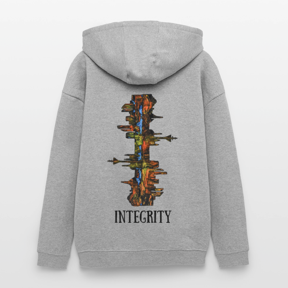 Oversized Unisex Hoodie Düsseldorfer Skyline Backprint - Grau meliert