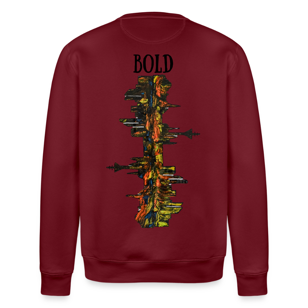 Unisex Bio Pulli Düsseldorfer Skyline Backprint - Burgunderrot