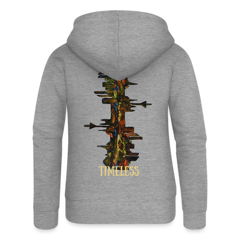 Frauen Kapuzenjacke Düsseldorfer Skyline Backprint - Grau meliert