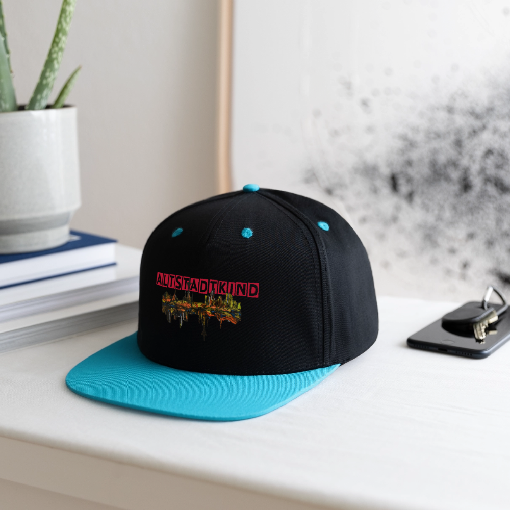 Kontrast Snapback Cap - Schwarz/Türkis