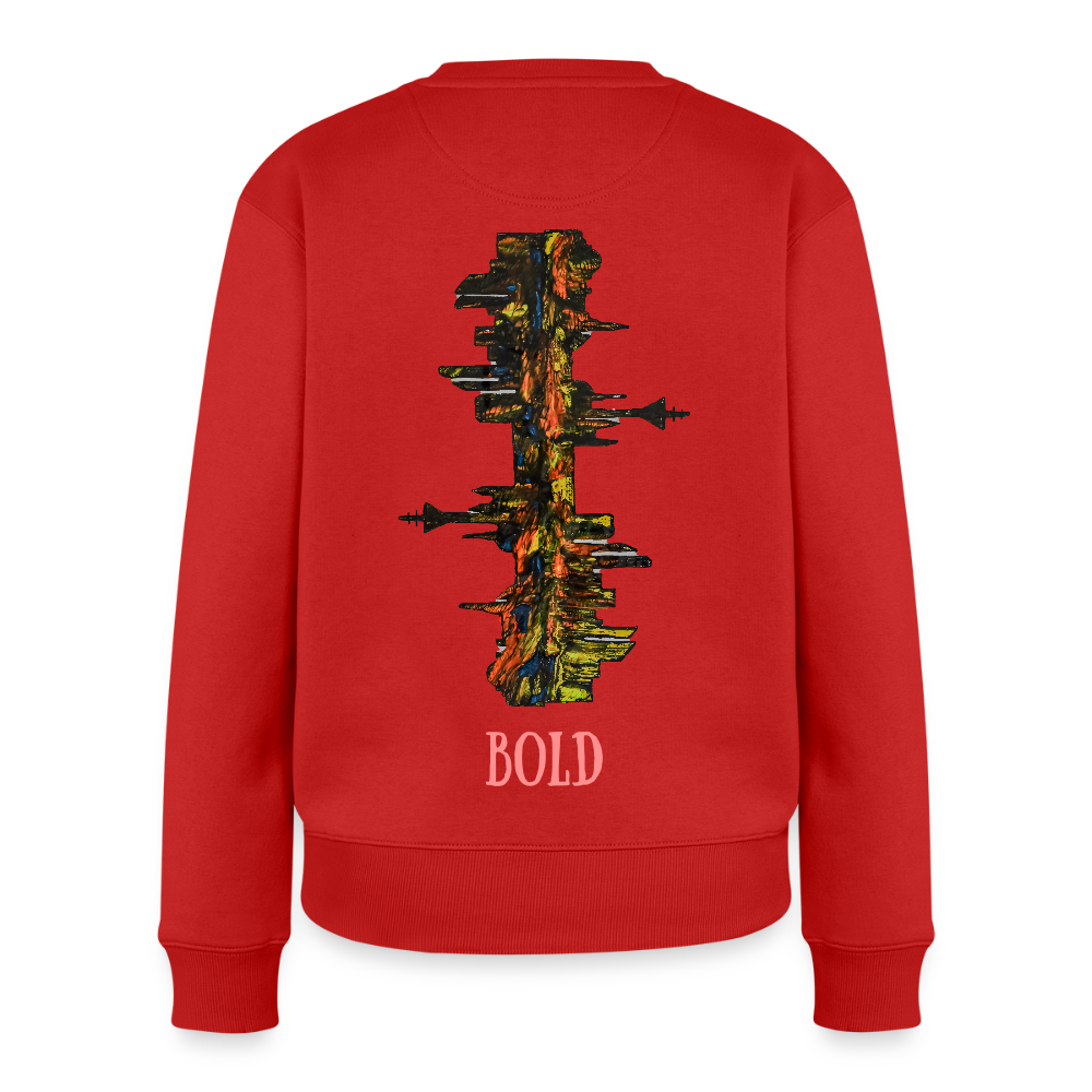 Frauen Pulli Düsseldorfer Skyline Backprint - Rot