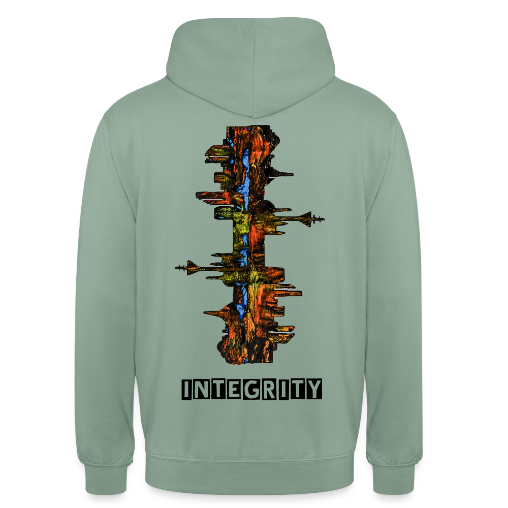 Unisex Hoodie Düsseldorfer Skyline Backprint - Graugrün