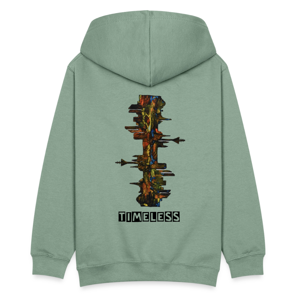 Teenager Hoodie Düsseldorfer Skyline Backprint - Graugrün