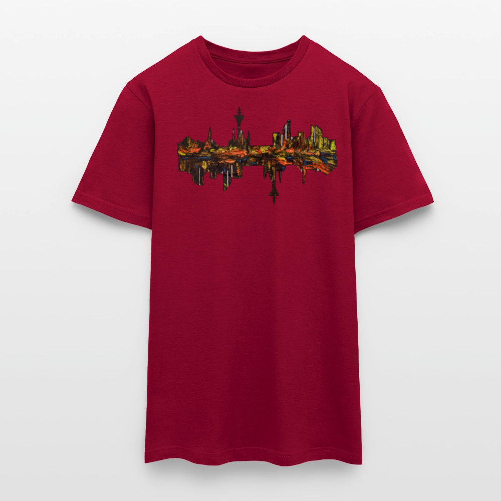 Männer T-Shirt Düsseldorfer Skyline V.3 - Ziegelrot