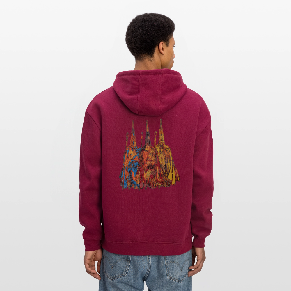 Oversized Unisex Hoodie Nazzarener Backprint - Burgunderrot